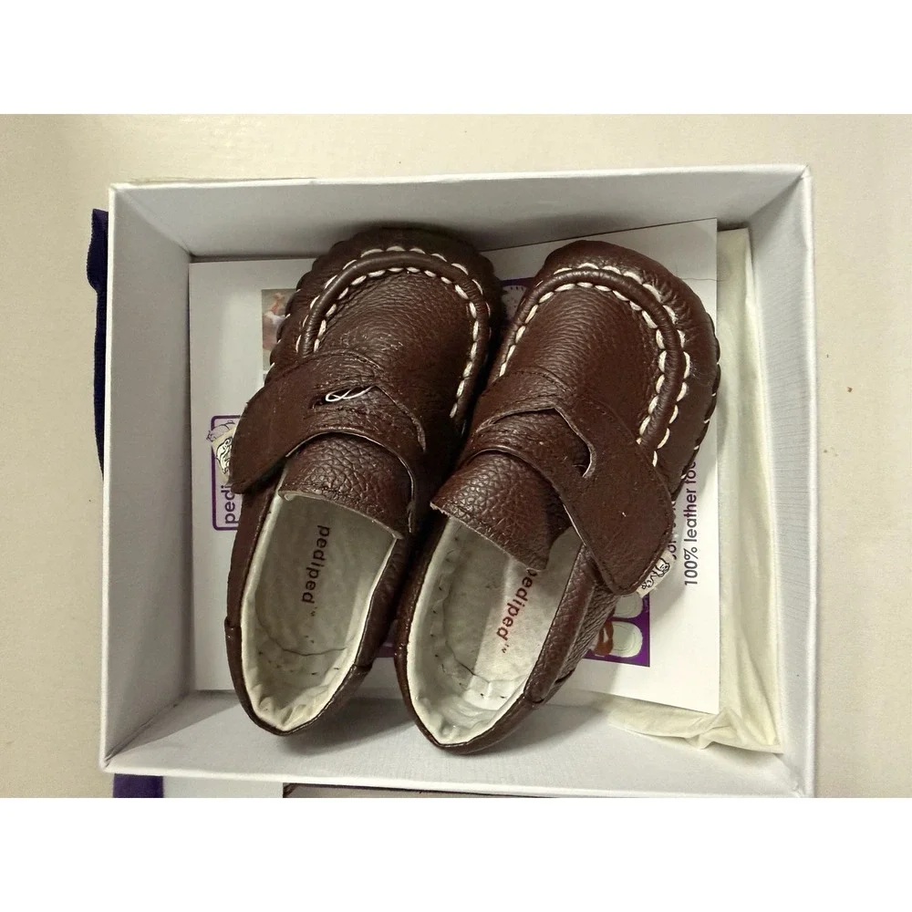 pediped Originals Charlie Brown Leather Infant Baby Loafers Shoes 6-12 Months